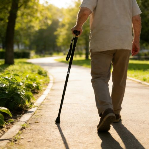 Folding cane black with T-shape handle SIMO